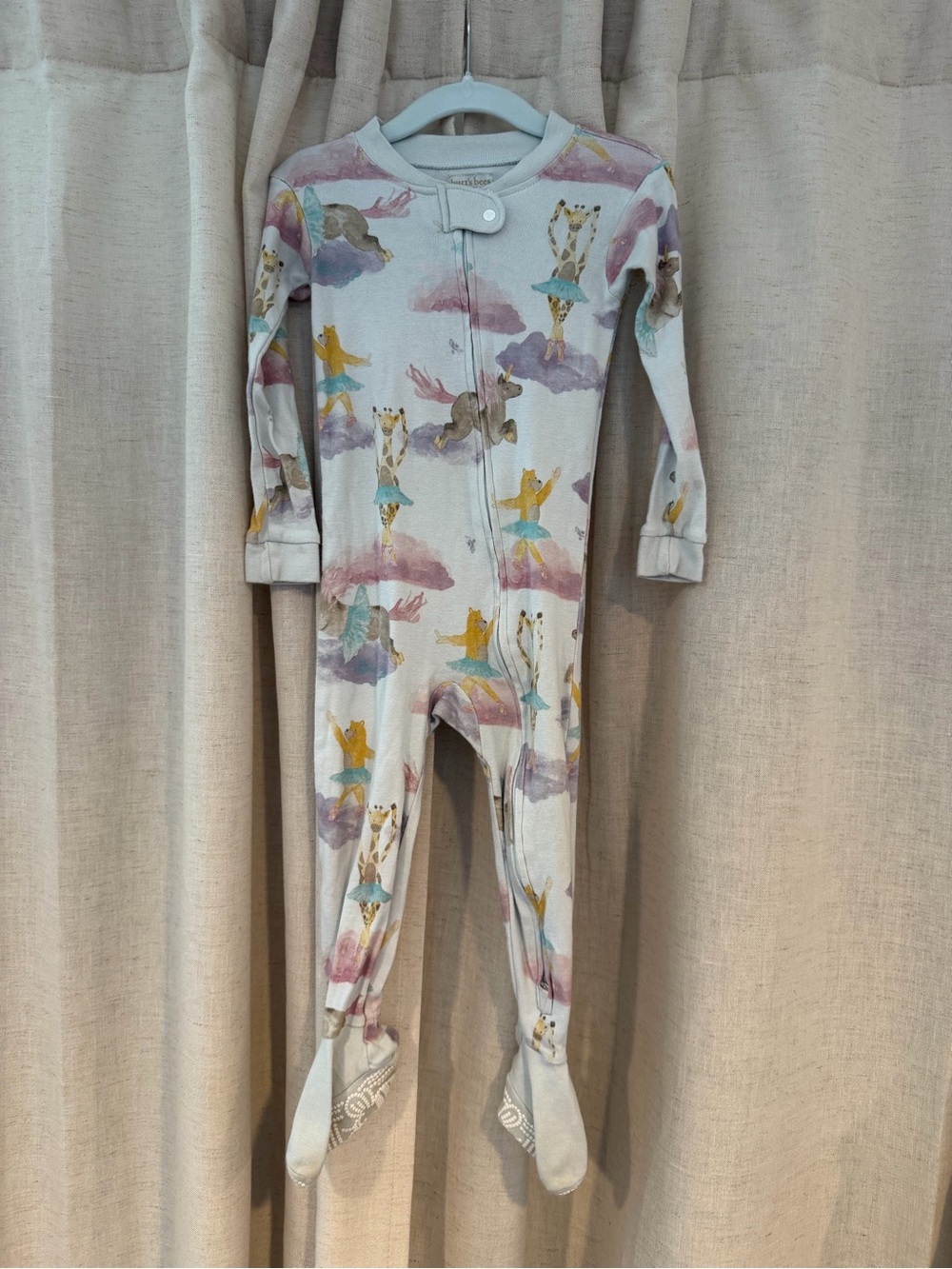 Ballet Cloud Print Footed One-Piece Pajamas